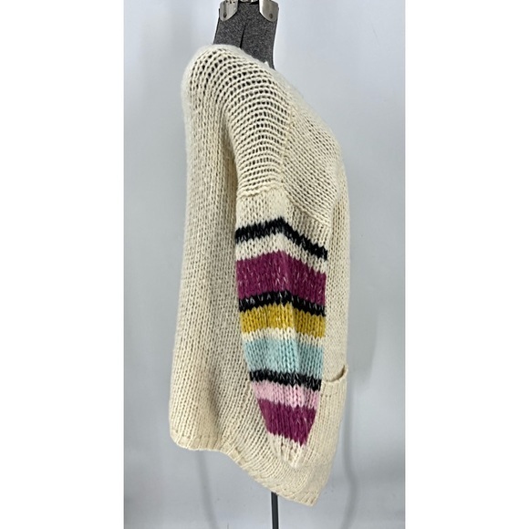 Davi & Dani Open Front Long Sleeve Striped Accent Cozy Cardigan M - Picture 4 of 13